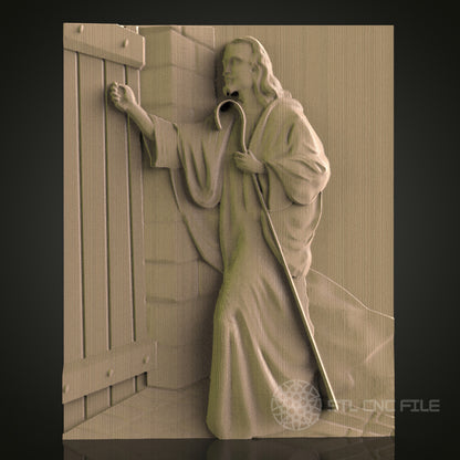 3D STL Model of Jesus Knocking - CNC Router and 3D Printer Wall Art Decor with PDF Link