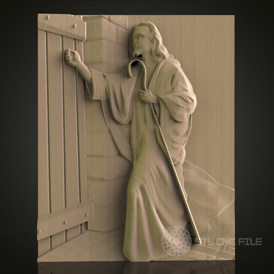 3D STL Model of Jesus Knocking - CNC Router and 3D Printer Wall Art Decor with PDF Link
