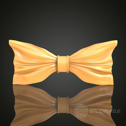 Golden Bow Tie STL Model for CNC Router, Elegant Wall Art, Wood Carving Digital File, CNC Engraving
