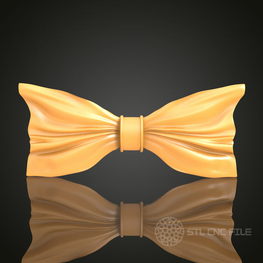 Golden Bow Tie STL Model for CNC Router, Elegant Wall Art, Wood Carving Digital File, CNC Engraving