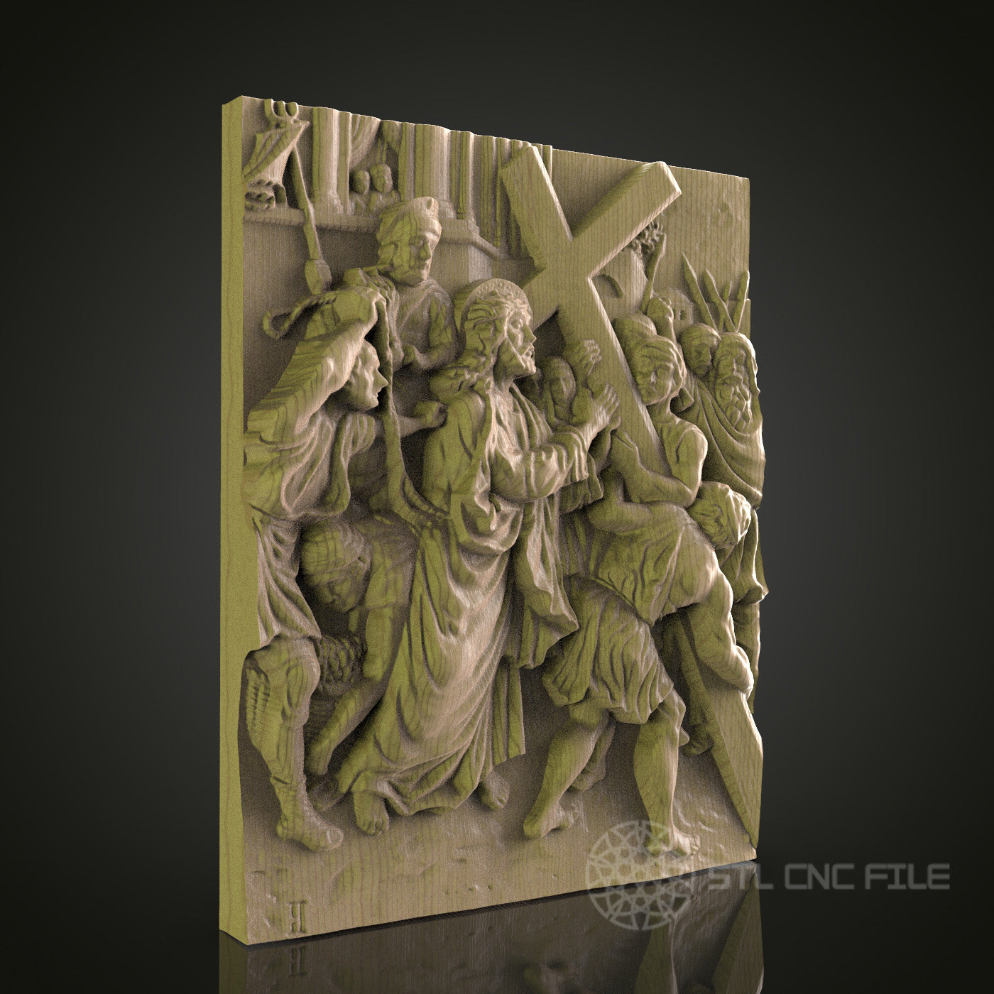 Biblical Crucifixion Scene Wall Art - STL Model for CNC Router, Engraver, Aspire, Artcam, 3D Printer