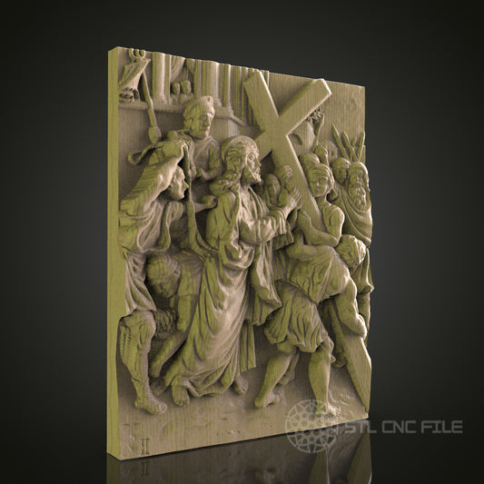 Biblical Crucifixion Scene Wall Art - STL Model for CNC Router, Engraver, Aspire, Artcam, 3D Printer