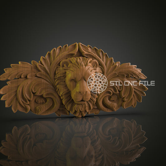 Majestic 3D Carved Lion Head STL File for CNC and 3D Printing - Ornate Relief Art, Decorative Wall Decor, Digital Download
