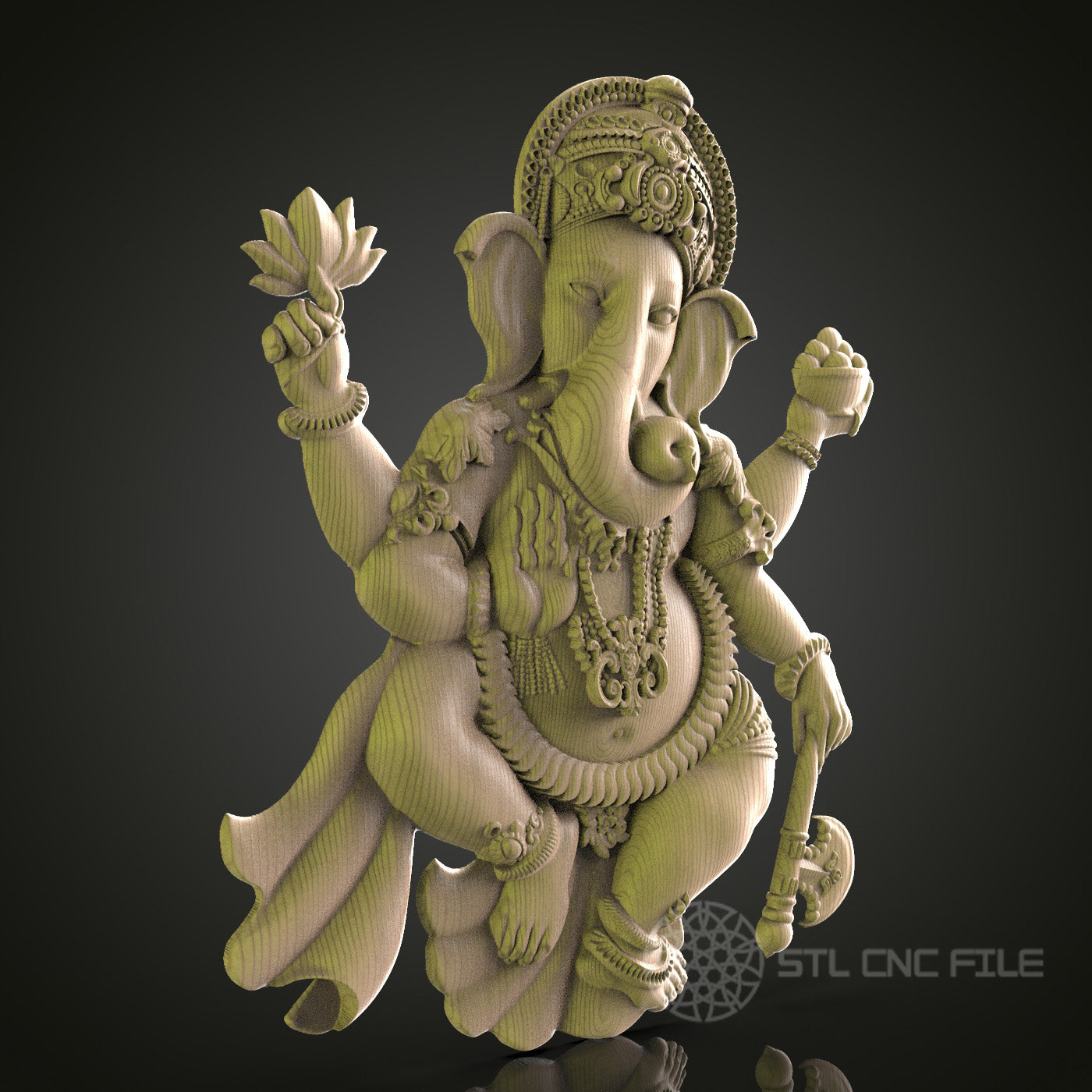 Ganesha Sculpture Wall Decor - STL Model for CNC Router, 3D Printer - Artcam, Aspire Compatible