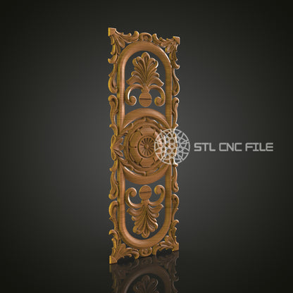 Elegant 3D Carved Vertical Decorative Panel STL File for CNC and 3D Printing - Ornate Relief Art, Wall Decor, Digital Download