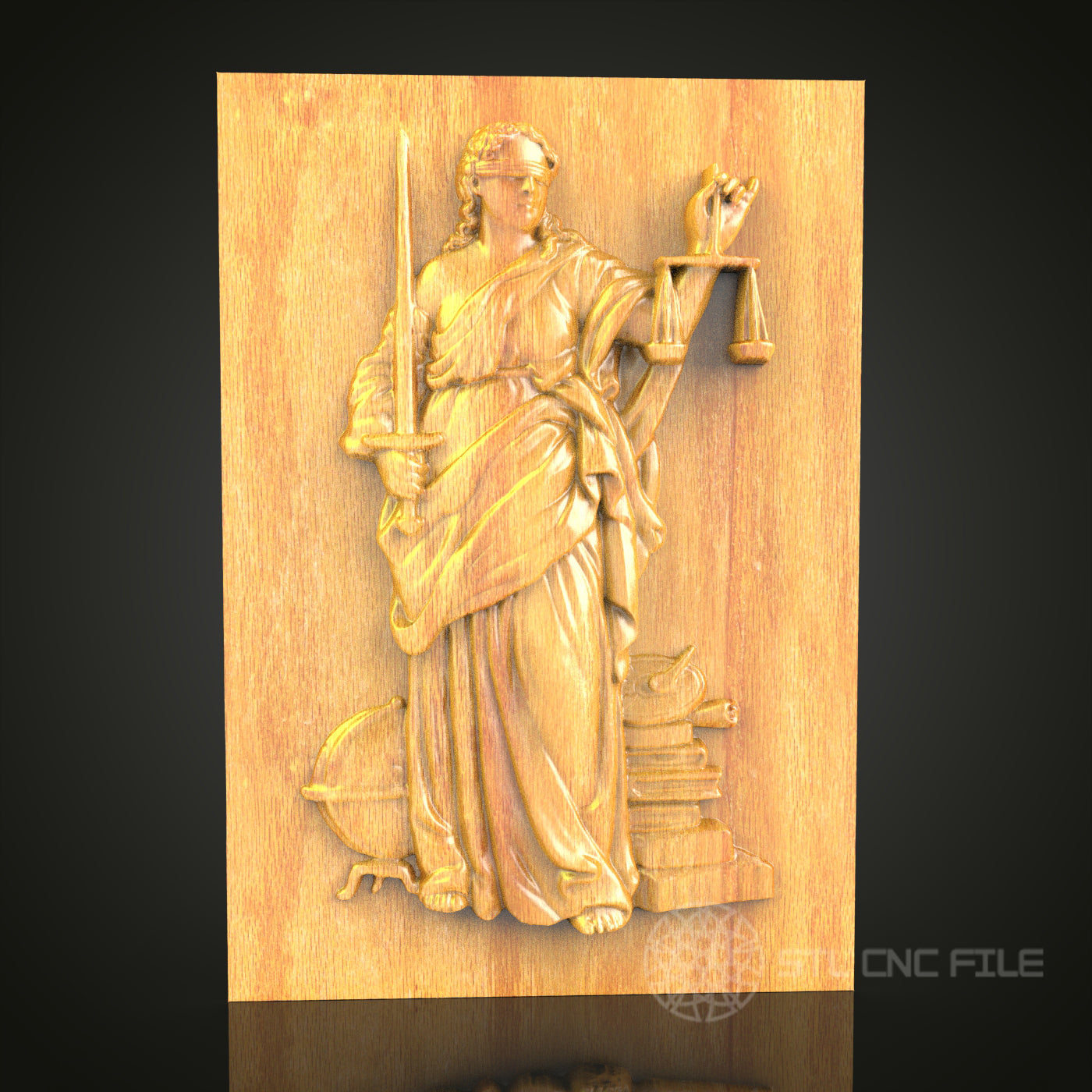 Lady Justice Relief STL Model for CNC Router - Artcam, Aspire Compatible, Legal Symbol Wood Carving