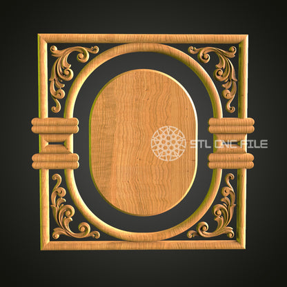Ornate Framed Oval Panel STL File for CNC Router - Elegant Wood Carving Decor for Home and Architectural Design