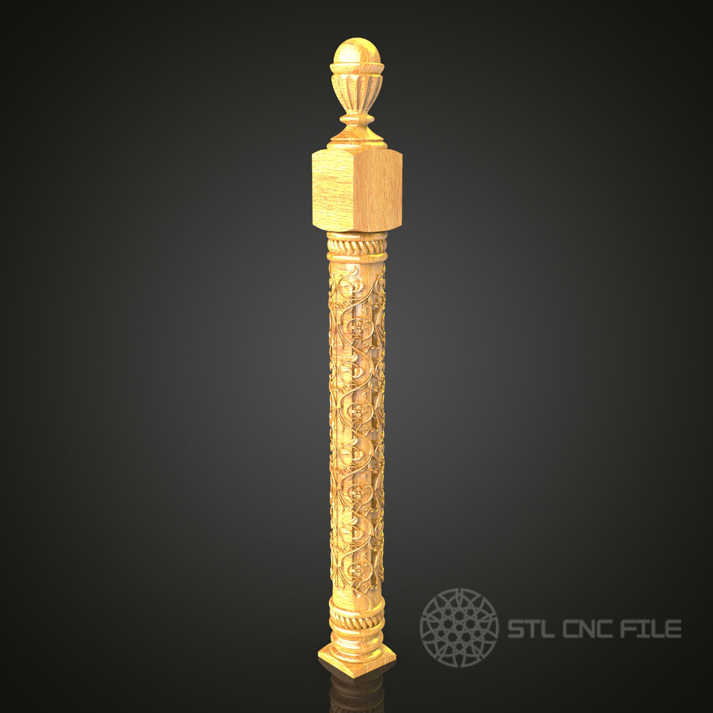 Luxurious Carved Column STL Model for CNC Router - Perfect for Artcam, Aspire, Sophisticated Home Decor