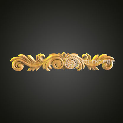 Golden Floral Ornament STL Model for CNC Routers, Ideal for Wood Wall Art and Decor