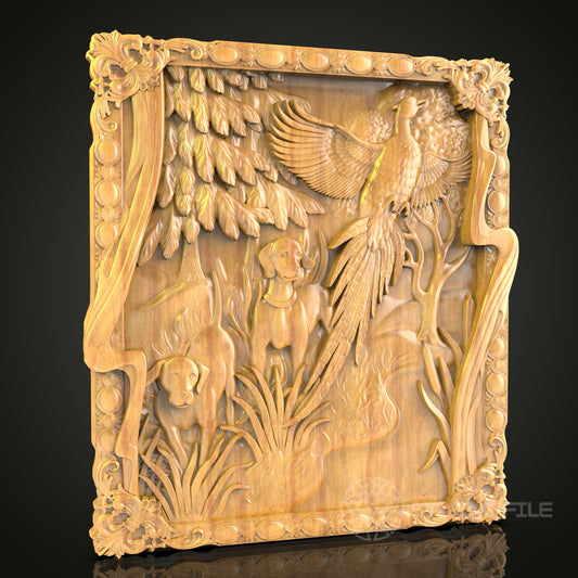 Wildlife Paradise 3D STL Model - CNC Router File for Forest Scene Wood Carving, Animal Decor