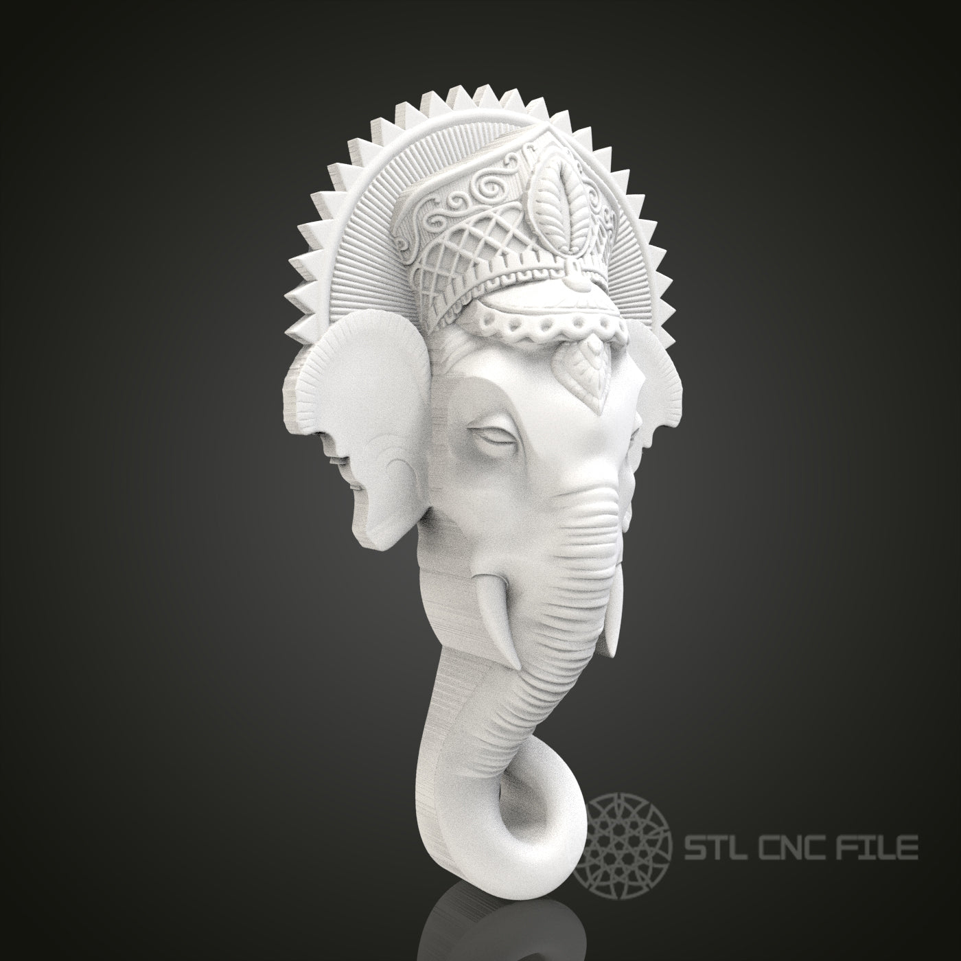 Elephant Head Sculpture - 3D CNC Engraved Wood Panel, Artcam Aspire STL Model for CNC Router, Intricate Wall Art