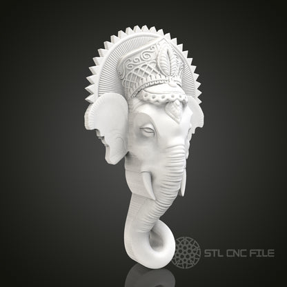 Elephant Head Sculpture - 3D CNC Engraved Wood Panel, Artcam Aspire STL Model for CNC Router, Intricate Wall Art