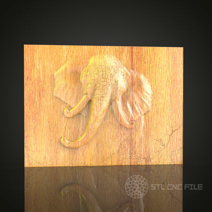 Regal Elephant 3D Relief Model for CNC – Exotic Wildlife Art, Wood Carving File