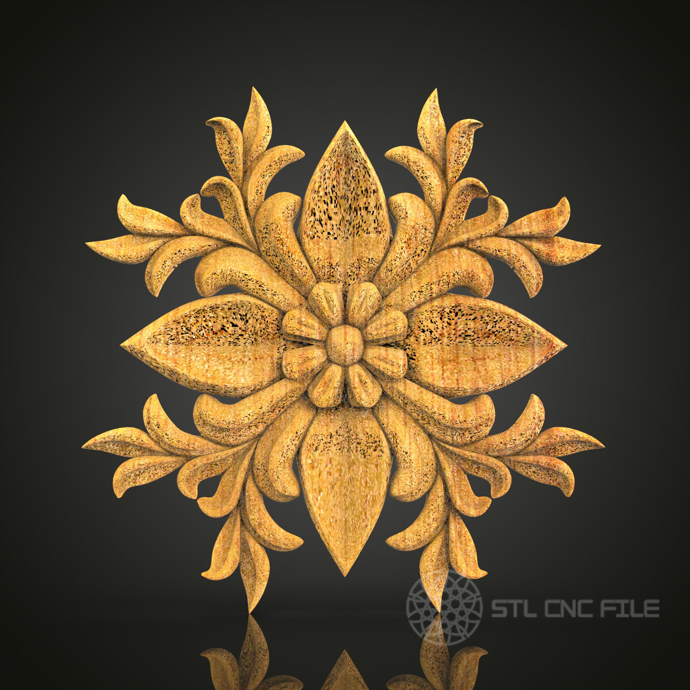 Ornate Floral Medallion STL Model for CNC Router, Compatible with Artcam, Aspire - Luxurious Wall Decor
