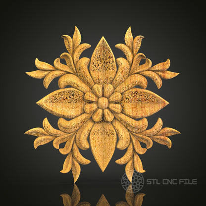 Ornate Floral Medallion STL Model for CNC Router, Compatible with Artcam, Aspire - Luxurious Wall Decor