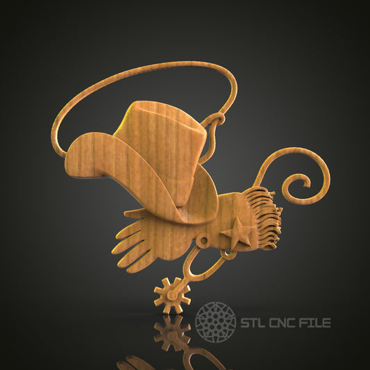 Cowboy Gear Relief - STL Model for CNC Router Engraver - Artcam, Aspire Compatible - Wood Art, Wall Decor, 3D Printer Ready