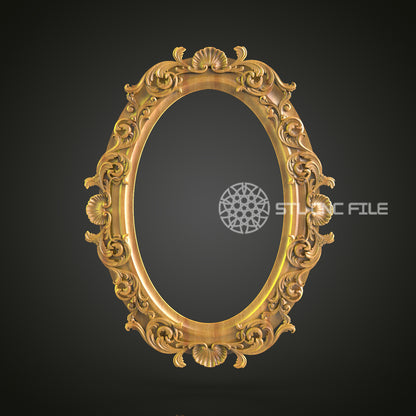 Elegant Baroque Mirror Frame - CNC Carved STL File, Classic Home Decor, Wood Art