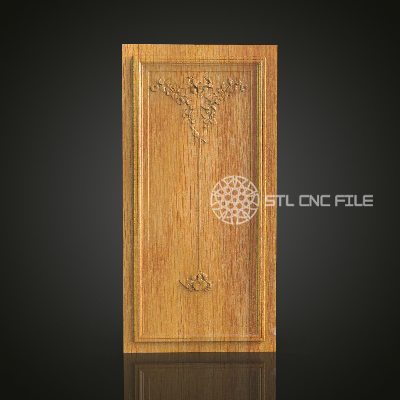 Elegant 3D Carved Floral Door Panel STL File for CNC and 3D Printing - Decorative Relief Art, Home Decor, Digital Download