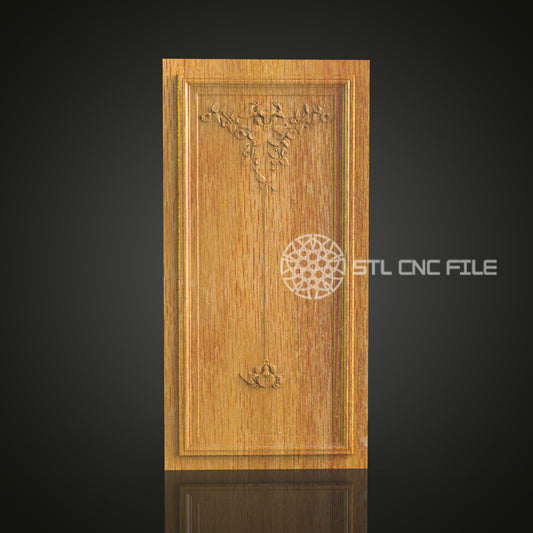 Elegant 3D Carved Floral Door Panel STL File for CNC and 3D Printing - Decorative Relief Art, Home Decor, Digital Download