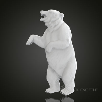 Standing Bear 3D Relief Art for CNC Router, Artcam, Aspire, Wall Decor, STL Model, Compatible with 3D Printers