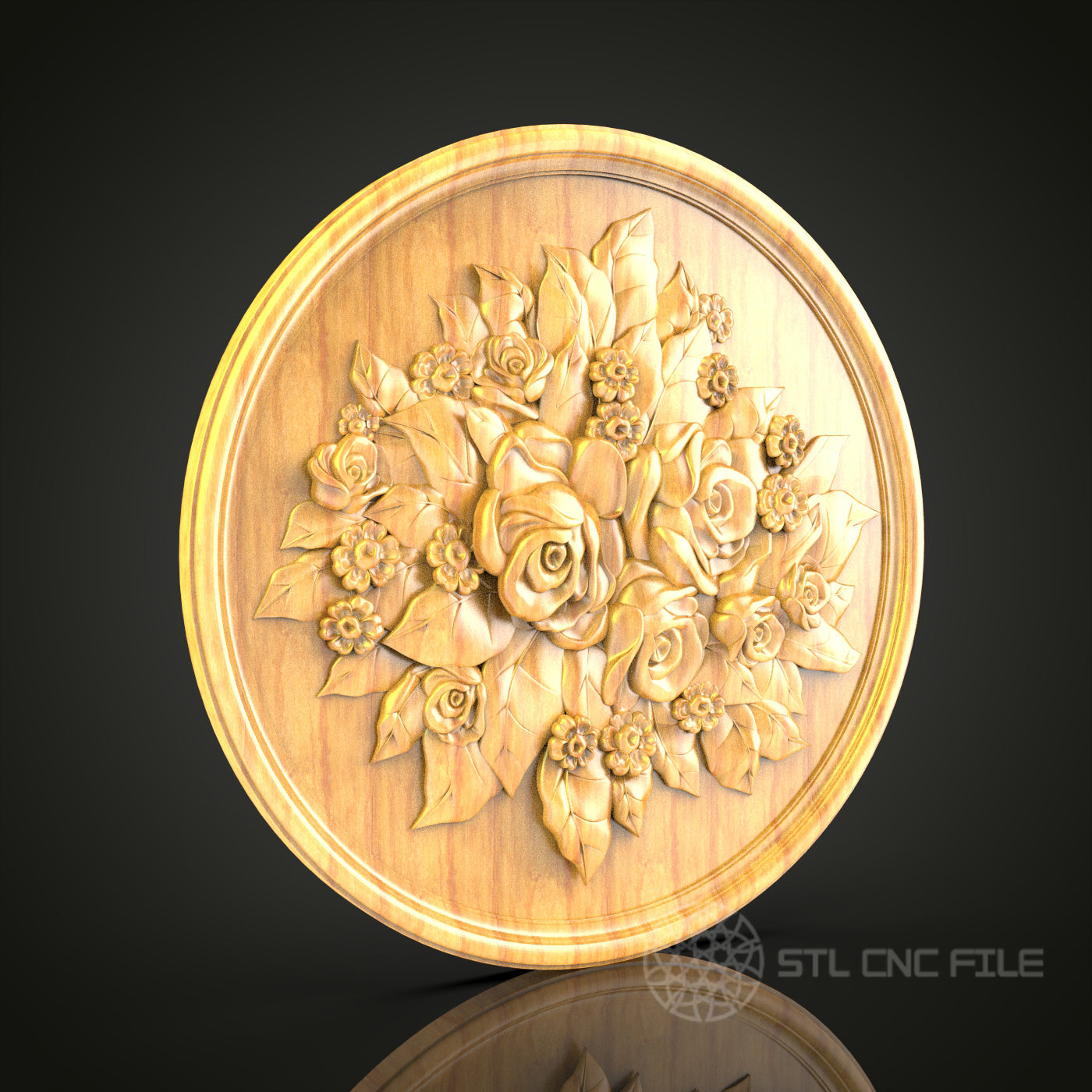 Exquisite Rose Bouquet Wall Art - 3D STL File for CNC Engraving, Wood Art Decor