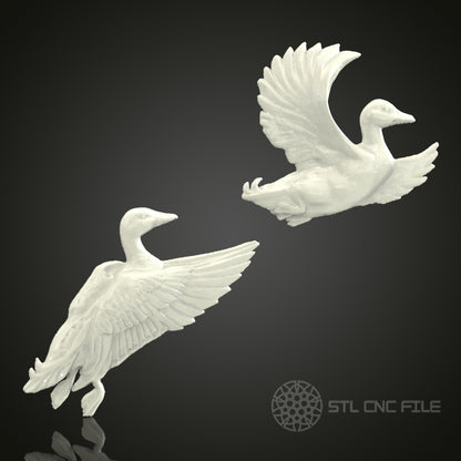 Flying Ducks Wall Decor - STL Model for CNC Router, 3D Printer - Artcam, Aspire Compatible (1)