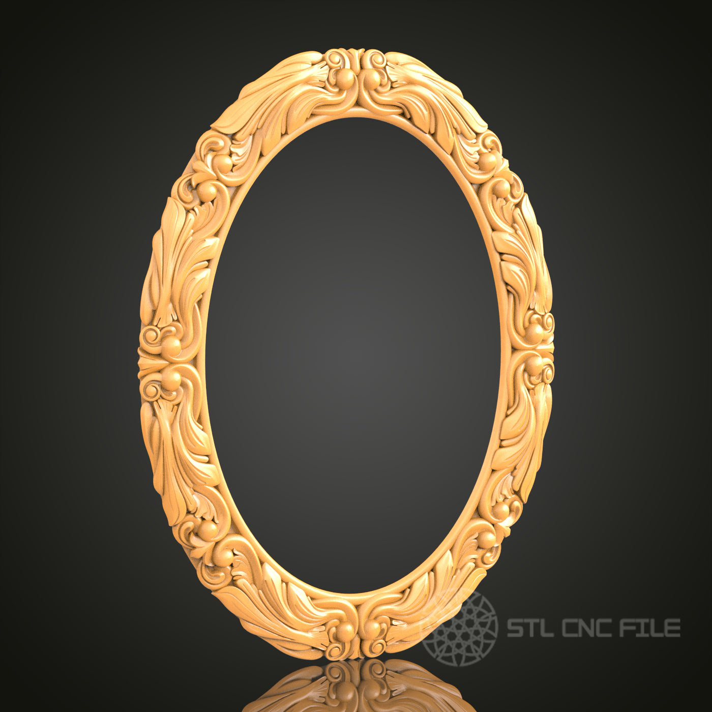Classical Floral Oval Frame STL Model – Perfect for CNC and 3D Printing Decor Projects