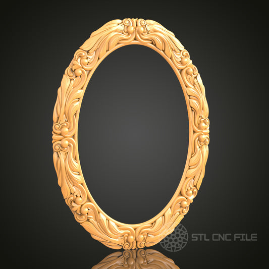 Classical Floral Oval Frame STL Model – Perfect for CNC and 3D Printing Decor Projects