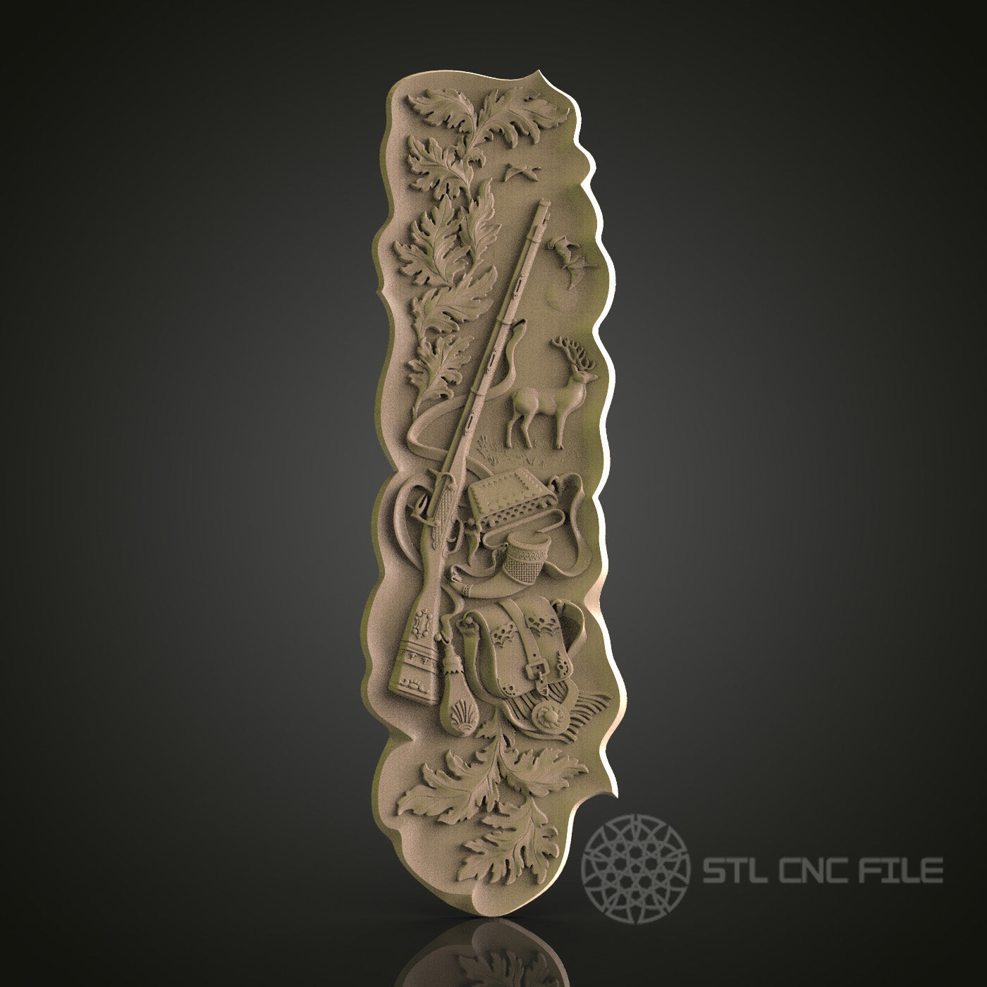Hunting Scene Relief Art STL Model for CNC Router Engraver - Wood Art Wall Decor - 3D Printer File for Artcam and Aspire