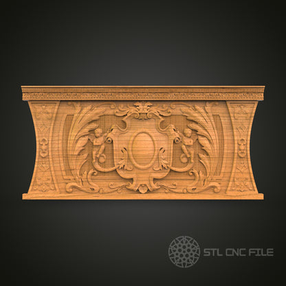 Ornate Mantelpiece CNC Carving STL File - Classical Furniture Applique, Compatible with Artcam, Aspire