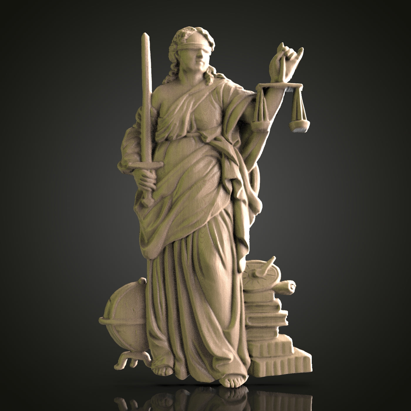 Statue of Justice 3D STL for CNC Carving and 3D Printing, Artcam, Aspire, Wall Decor, CNC Files, Wood Art