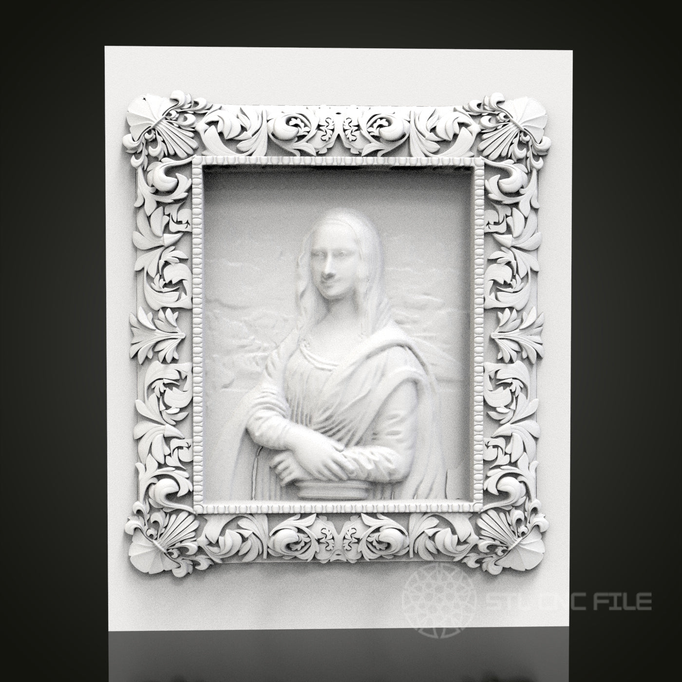Mona Lisa Elegance - 3D CNC Engraved Wood Panel, Artcam Aspire STL Model for CNC Router, Classic Art Reproduction