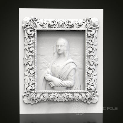 Mona Lisa Elegance - 3D CNC Engraved Wood Panel, Artcam Aspire STL Model for CNC Router, Classic Art Reproduction