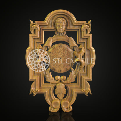 Classic Figure Clock STL Model, CNC Router Engraving File, Wood Art, Artcam Aspire Files, Elegant CNC Woodworking Design