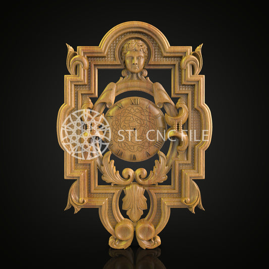Classic Figure Clock STL Model, CNC Router Engraving File, Wood Art, Artcam Aspire Files, Elegant CNC Woodworking Design