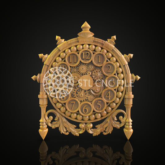 Mechanical Gear Clock, 3D STL Model, CNC Router Engraving File, Artcam Aspire Woodworking, Steampunk Wall Decor, CNC Crafting