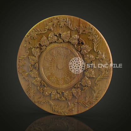 Floral Elegance Clock STL Model, CNC Router File for Ornate Wall Art, Compatible with Artcam and Aspire, Intricate Wood Carving Decor Design