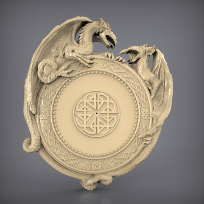 Mystical Dragon Circle STL Model, CNC Router Engraving File for Fantasy Wood Art, Artcam & Aspire Wall Decor, Magical CNC Sculpture Design