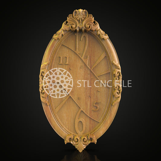 Vintage Oval Clock STL Model, CNC Router Engraving File, Elegant Wall Art, Woodworking CNC Pattern, Classic Decor, Artcam Aspire Files