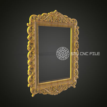 Elegant Rococo Frame STL File for CNC Engraving - Exquisite Wood Art Decor Digital Model