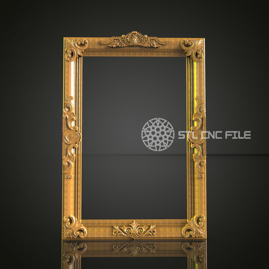 Luxurious CNC Router Engraved Wooden Frame - Classic Floral Design, Ideal for Art Displays & Home Decor