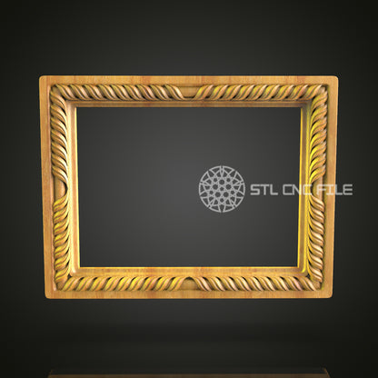 Luxurious Baroque Style Rectangular Frame 3D Model for CNC - Artcam, Aspire, STL Files (Copie)