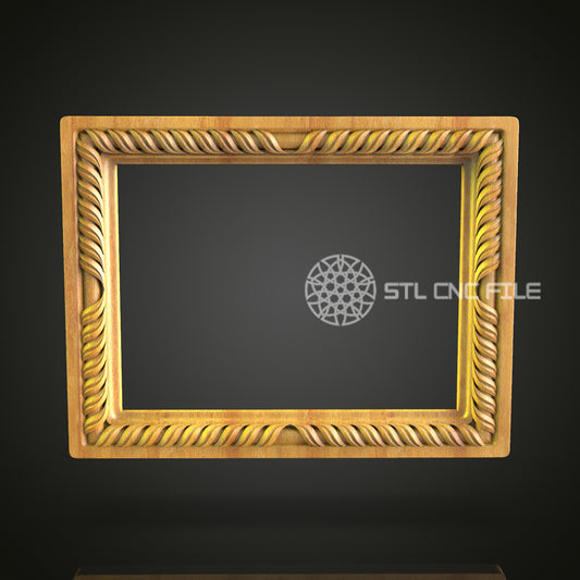 Luxurious Baroque Style Rectangular Frame 3D Model for CNC - Artcam, Aspire, STL Files (Copie)