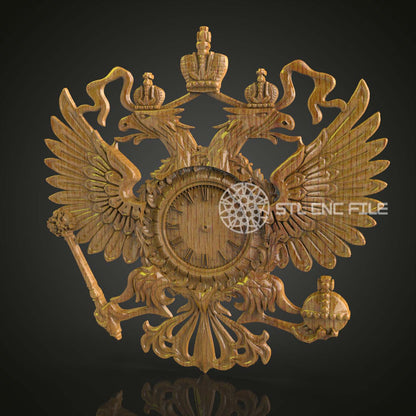 Regal Eagle Crest Clock, STL Model for CNC Engraving, Artcam and Aspire Compatible, Wood Wall Art