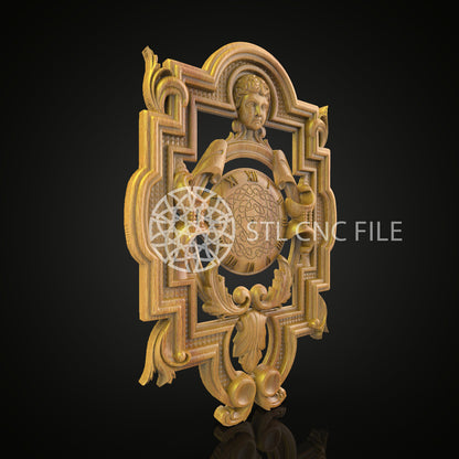 Classic Figure Clock STL Model, CNC Router Engraving File, Wood Art, Artcam Aspire Files, Elegant CNC Woodworking Design