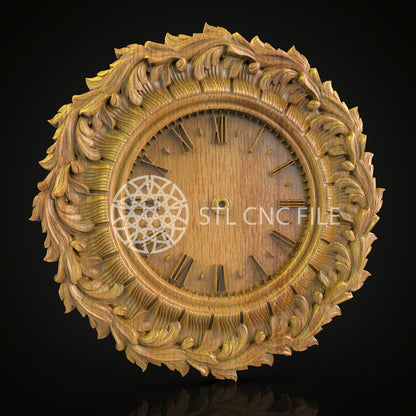 Ornate Floral Clock, 3D STL Model, CNC Router Engraving, Artcam & Aspire Design, CNC Wood Wall Art