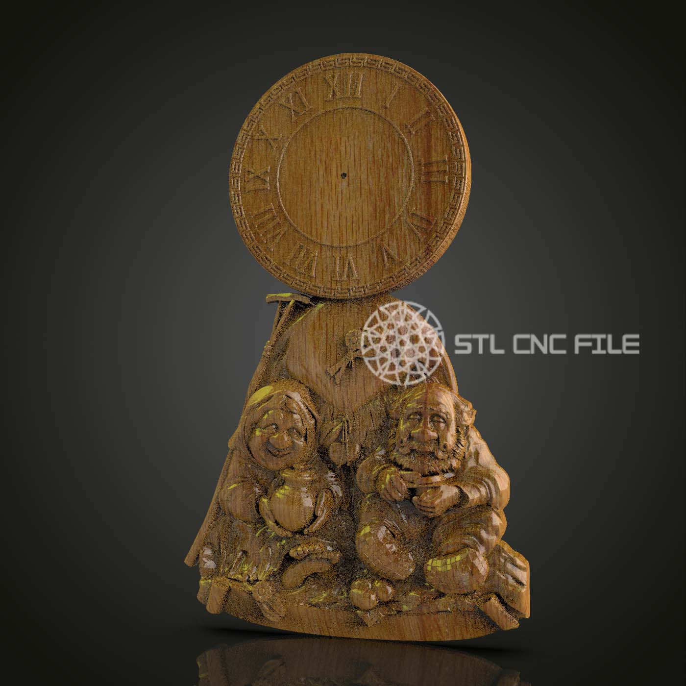 Whimsical Fairy Tale Clock, STL Model, CNC Router Engraving File for Wood Art, Charming Wall Decor, Artcam & Aspire Compatible