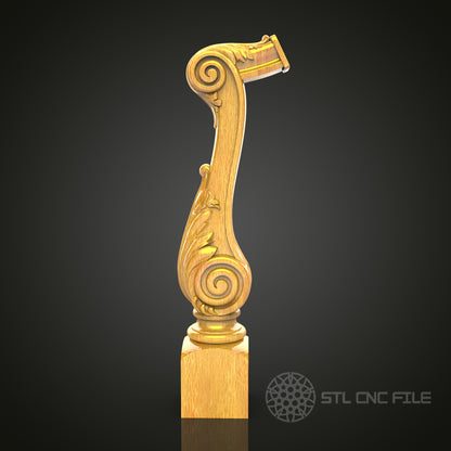 Ornate Finial STL Model for CNC Router - Ideal for Furniture Embellishment, Artcam, Aspire, Custom Woodwork