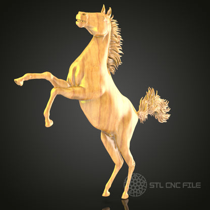 Majestic Rearing Horse STL File for CNC, 3D Wood Carving, Equestrian Art, Router Engraving, Dynamic Decor