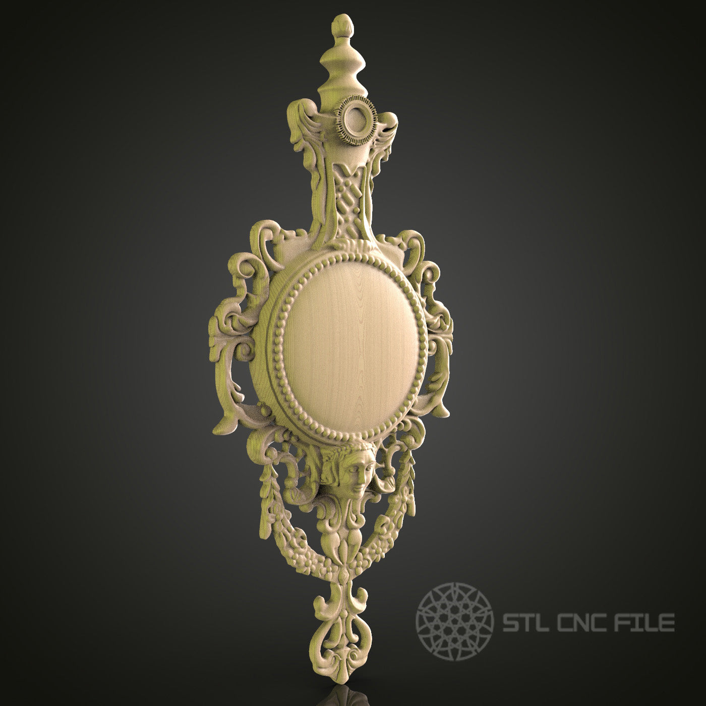 Gothic Mirror Frame 3D Model STL File, Ornate Mirror with Skull Motif for CNC Router – Compatible with Artcam, Aspire